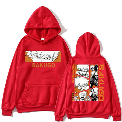 Japan Anime My Hero Academia Hoodie Bakugou Katsuki Trend Harajuku Manga Long Sleeve Men Women Fleece Loose Pullover Streetwear