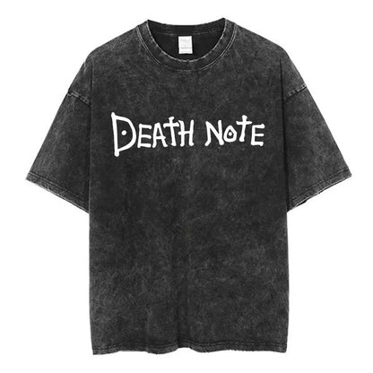 Washed Vintage Anime Death Note Ryuk T Shirts Men Women Fashion Oversized Crewneck T-shirts Men's Cartoon Manga Merch Streetwear
