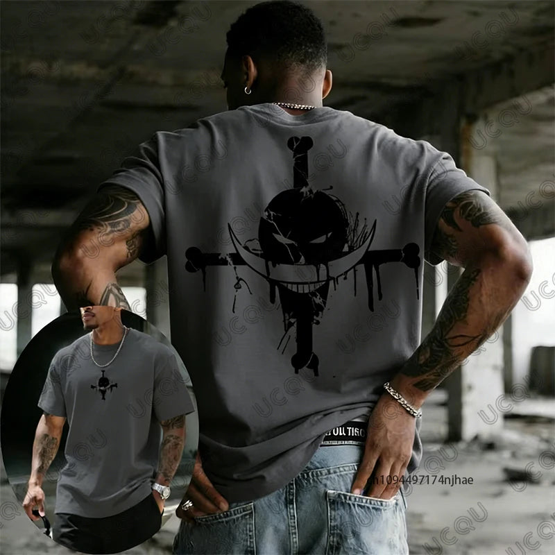 ONE PIECE Animation Derivatives White Beard Printed Short Sleeve T-Shirt Men's and Women's 2025 Summer Fashion Casual Cotton Top