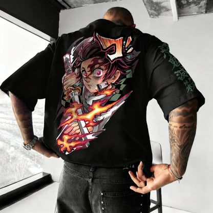 Demon Slayer Anime Print Pure Cotton Short-sleeved 2025 Men's and Women's Loose Sporty Summer Fashion Round-neck T-shirt