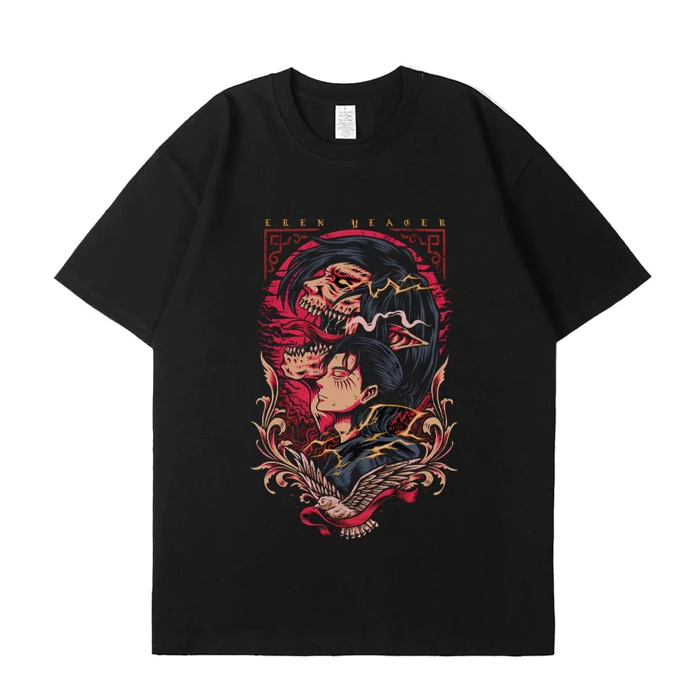 Japanese Anime Attack On Titan Graphic Print T Shirt Men Women Fashion Casual Crew Neck Short Sleeve Plus Size Unisex T Shirt
