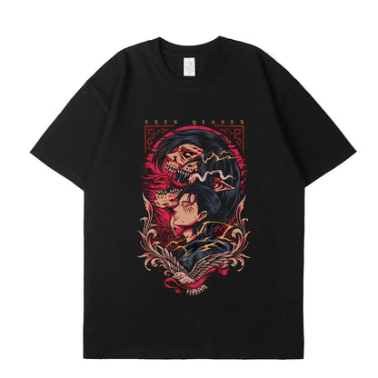 Japanese Anime Attack On Titan Graphic Print T Shirt Men Women Fashion Casual Crew Neck Short Sleeve Plus Size Unisex T Shirt