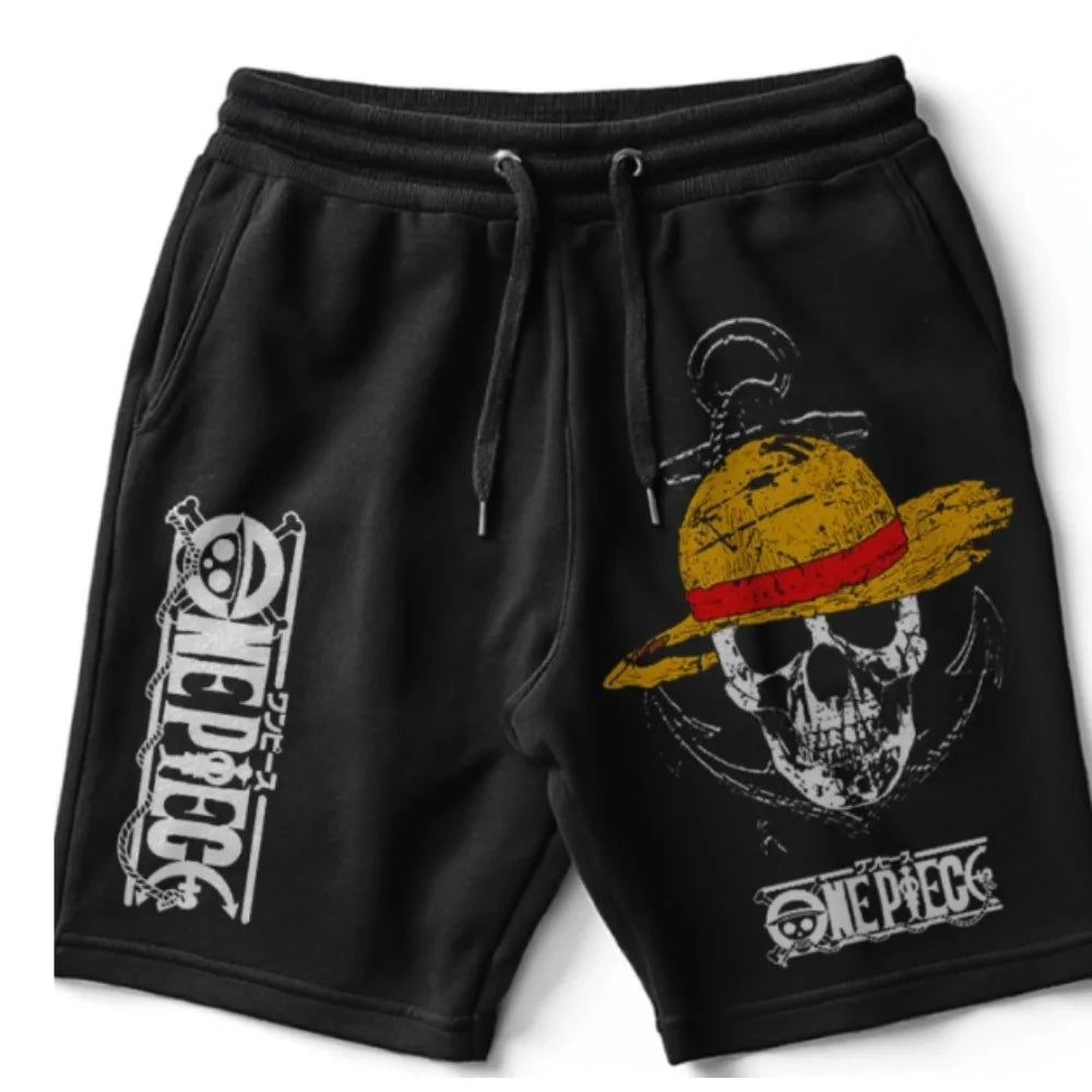 ONE PIECE Animation Luffy Sauron Peripheral Printed Cotton Shorts American Summer Men's Daily Loose Sports Breathable Pants