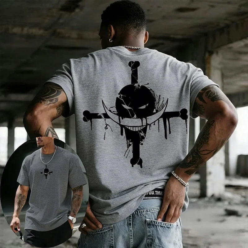 ONE PIECE Animation Derivatives White Beard Printed Short Sleeve T-Shirt Men's and Women's 2025 Summer Fashion Casual Cotton Top