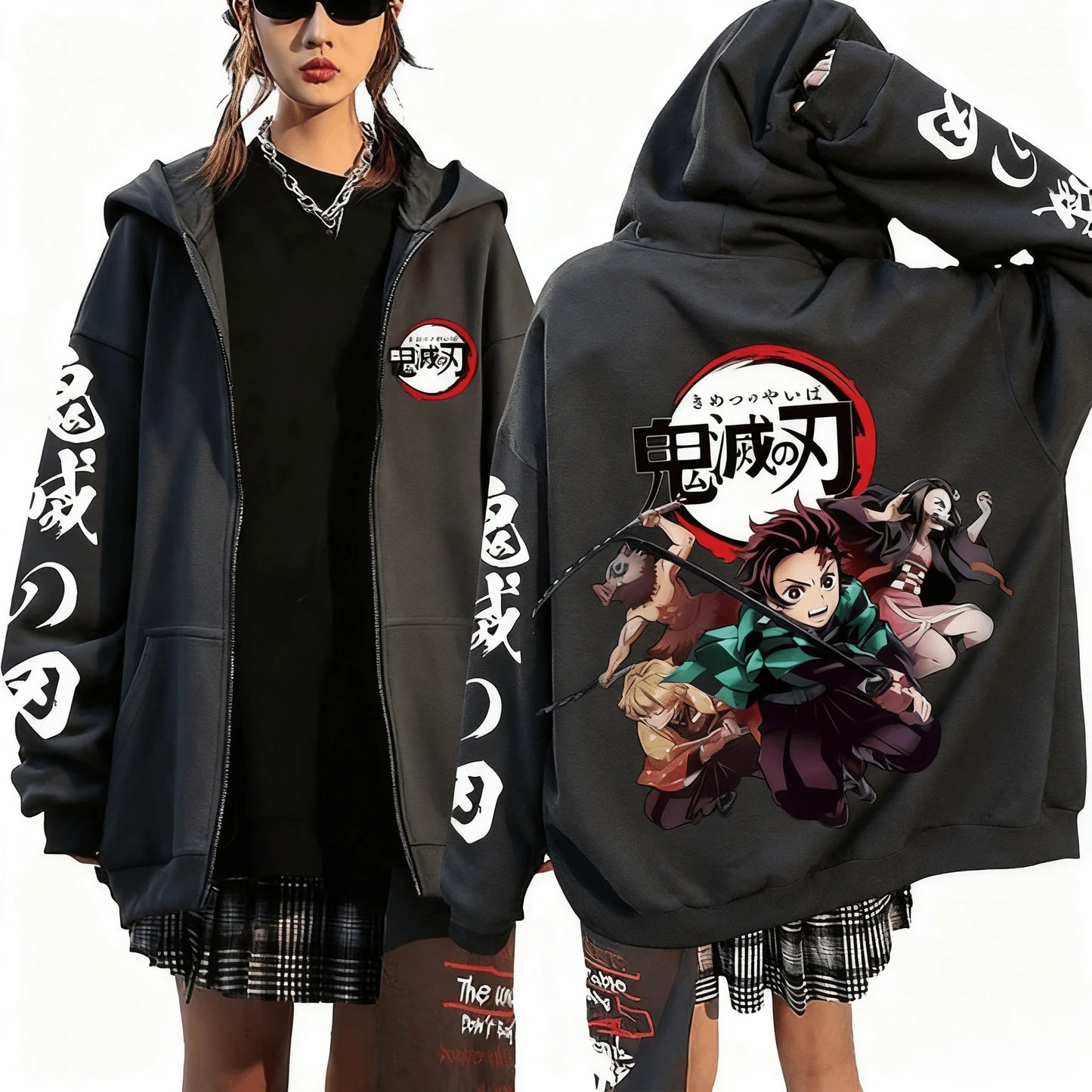 New Year Hot Selling Men's Devil Killer Anime Zipper Hoodie Men's and Women's Sportswear Street Wear Autumn and Winter Fashion