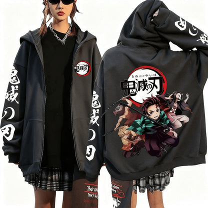 New Year Hot Selling Men's Devil Killer Anime Zipper Hoodie Men's and Women's Sportswear Street Wear Autumn and Winter Fashion