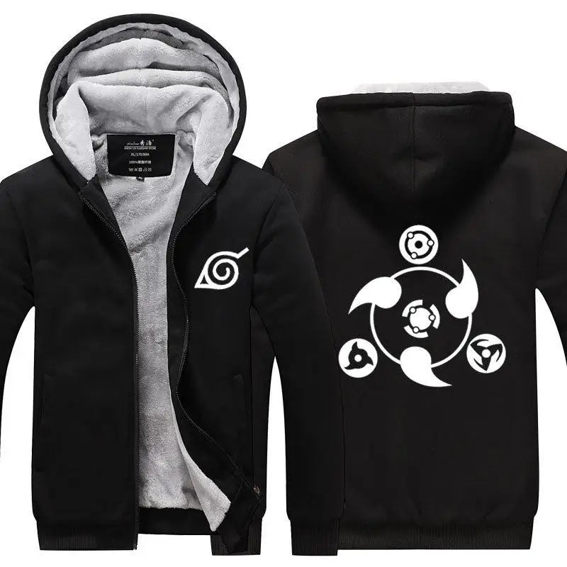 Anime Cartoon Naruto Hooded Coat Men's Autumn Winter Thicken Printing Plush Coat Student Fashion Keep Warm Coat Birthday Gift