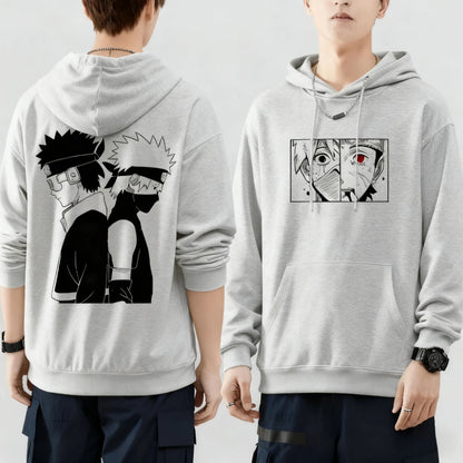 Naruto Kakashi Uchiha Obito Printed Hoodie Harajuku Retro Streetwear Men's Pure Cotton Oversized Loose Women's Hooded Unisex Y2k