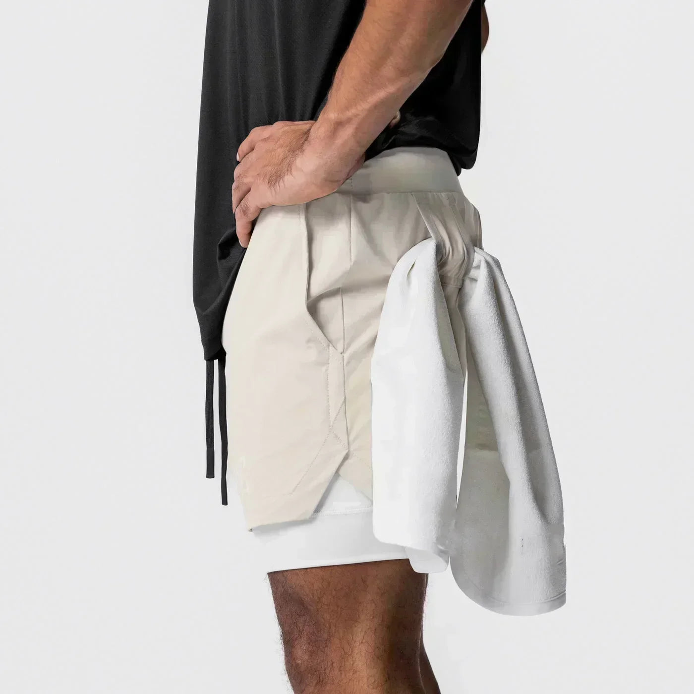 Summer Quick Dry Gym Shorts Man Demon Slayer Fashion Anime Print Double-layer Pants Streetwear Sportswear Fitness Beach Pants