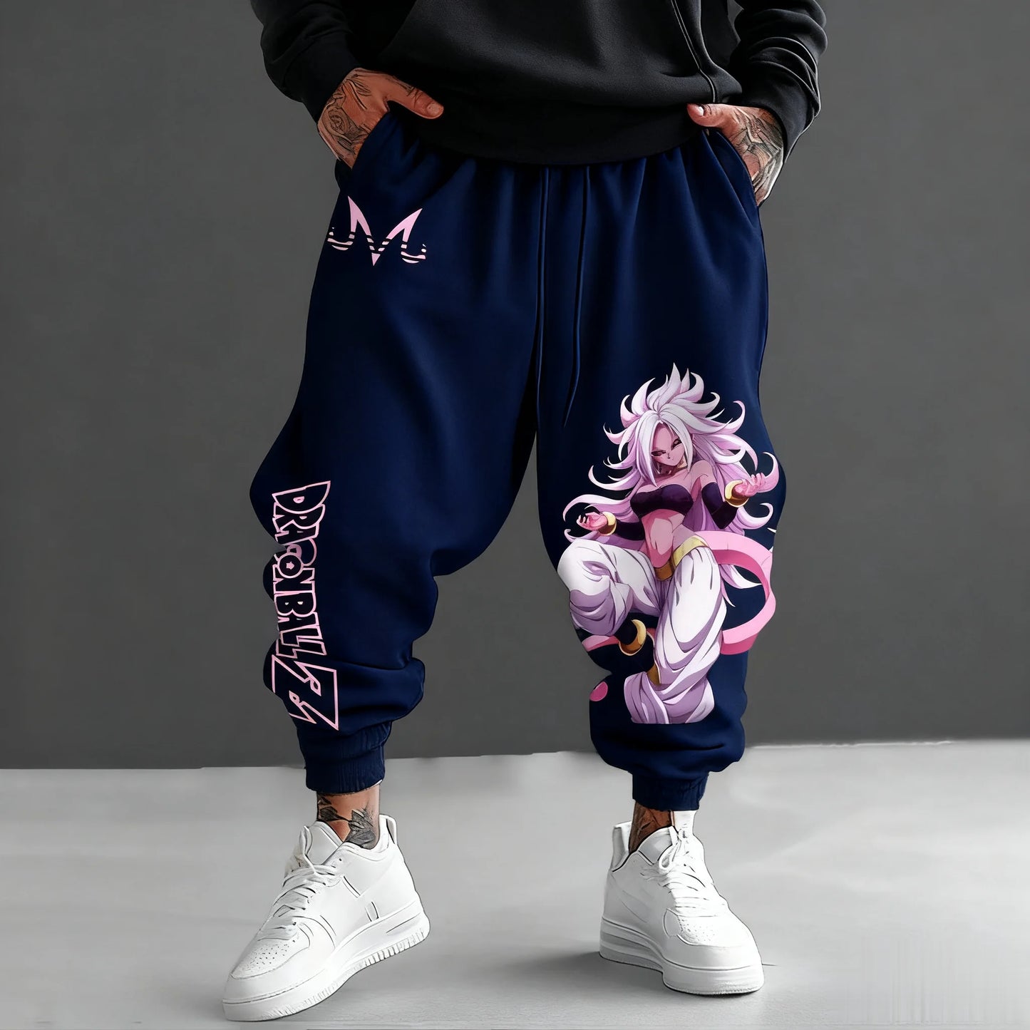 Dragon Ball Z Android 21 Mens Sweatpants Anime Jogger Pants Loose Streetwear Casual Japanese Cartoon Printed Hip Hop Trousers