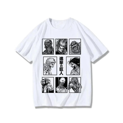 2025 Attack on Titan Short-sleeved T-shirt Men's Eren Mikasa Corporal Levi Co-branded Anime Peripherals Graphic Print T-shirt