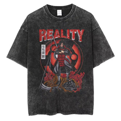 Hip Hop Streetwear Japanese Anime Naruto Print T Shirt Vintage Black T-Shirt Harajuku Cotton Casual Tops Men Short Sleeve Tshirt