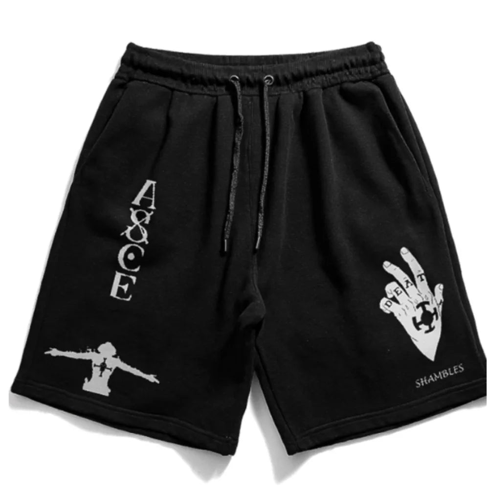 ONE PIECE Animation Luffy Sauron Peripheral Printed Cotton Shorts American Summer Men's Daily Loose Sports Breathable Pants