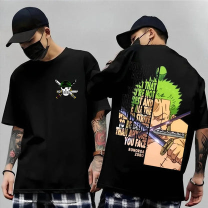 One Piece Japanese Anime Printed Men's T-Shirt Roronoa Zoro Boy Children's Harajuku Short Sleeve Kids Luffy T-shirt Clothing