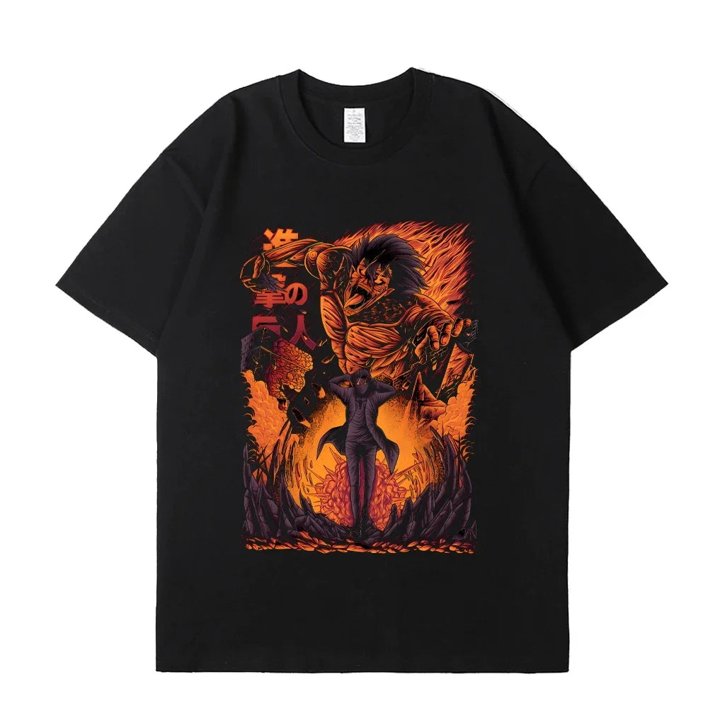 Japanese Anime Attack On Titan Graphic Print T Shirt Men Women Fashion Casual Crew Neck Short Sleeve Plus Size Unisex T Shirt