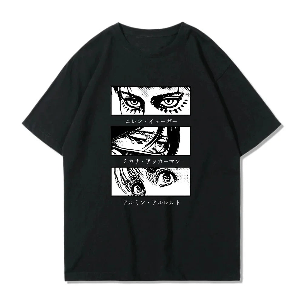Japanese Anime Attack On Titan Graphic Print T Shirt Men Women Fashion Casual Crew Neck Short Sleeve Plus Size Unisex T Shirt