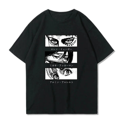 Japanese Anime Attack On Titan Graphic Print T Shirt Men Women Fashion Casual Crew Neck Short Sleeve Plus Size Unisex T Shirt