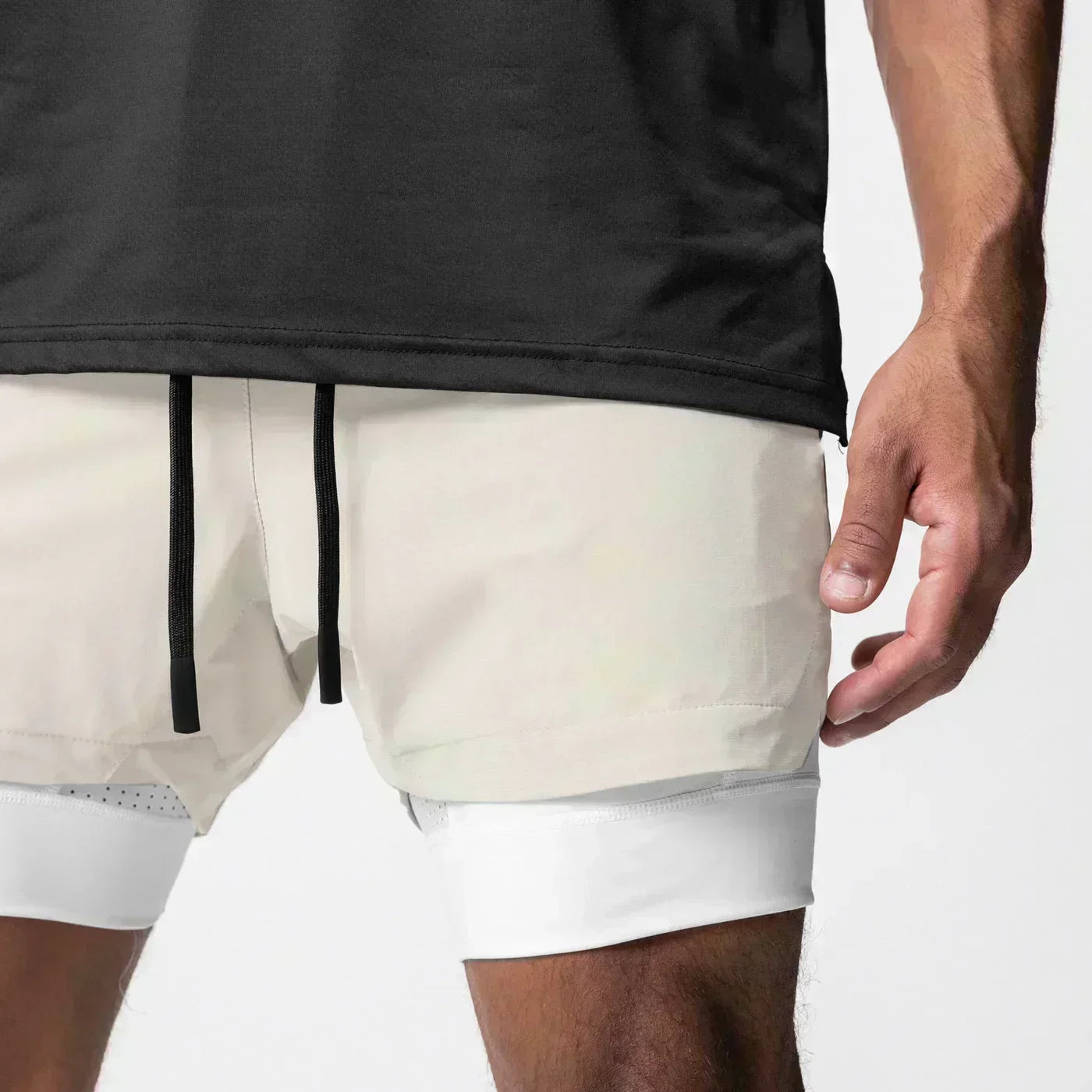 Summer Quick Dry Gym Shorts Man Demon Slayer Fashion Anime Print Double-layer Pants Streetwear Sportswear Fitness Beach Pants