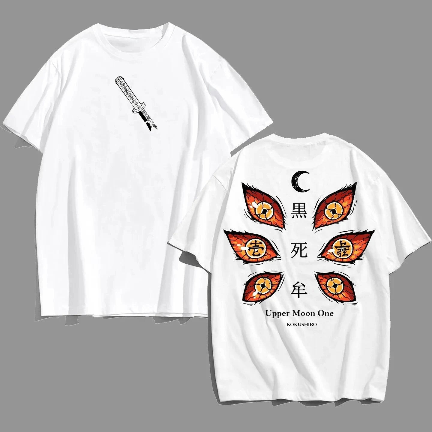 Demon Slayer Kokushibo Anime Printed T-shirt 2025 Men's and Women's Summer New Harajuku Fashion Casual Loose Parent Child Top