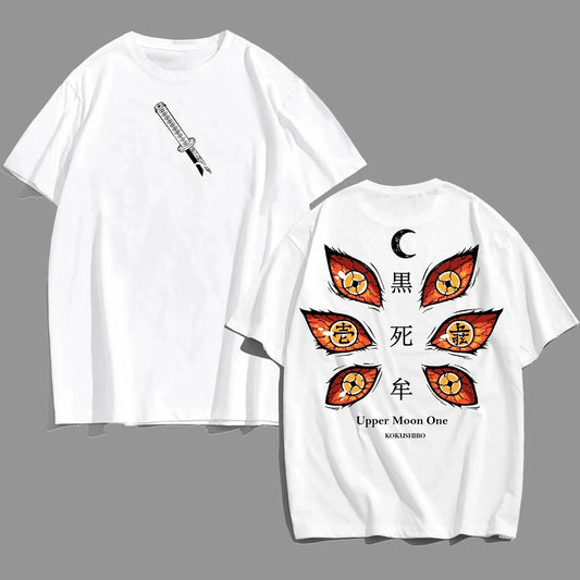 Demon Slayer Kokushibo Anime Printed T-shirt 2025 Men's and Women's Summer New Harajuku Fashion Casual Loose Parent Child Top