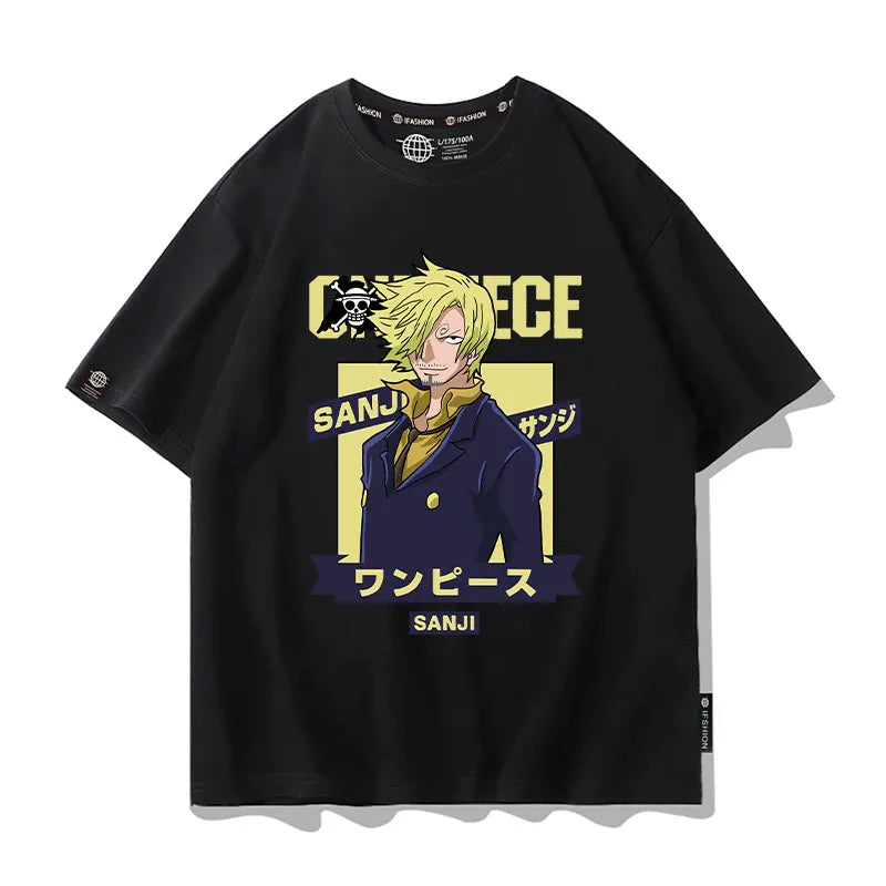 One Piece Short Sleeved T-shirt Men's Summer Nikalufei Aesolon Anime Cotton Summer Loose T-shirt Men's and Women's Half Sleeve