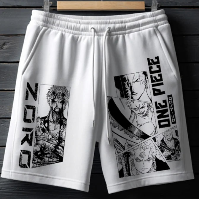 ONE PIECE Anime Luffy Peripheral Printed Cotton Shorts 2025 Korean Summer Men's Daily Loose Sports Breathable Pants
