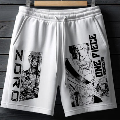 ONE PIECE Anime Luffy Peripheral Printed Cotton Shorts 2025 Korean Summer Men's Daily Loose Sports Breathable Pants