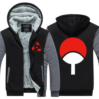 Anime Cartoon Naruto Hooded Coat Men's Autumn Winter Thicken Printing Plush Coat Student Fashion Keep Warm Coat Birthday Gift