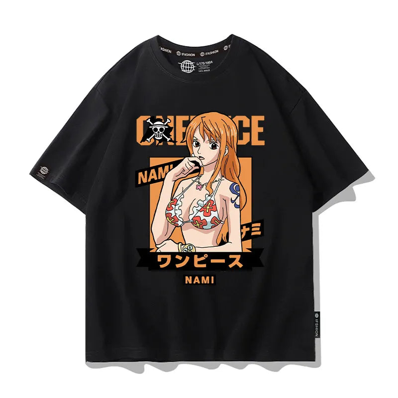 One Piece Short Sleeved T-shirt Men's Summer Nikalufei Aesolon Anime Cotton Summer Loose T-shirt Men's and Women's Half Sleeve