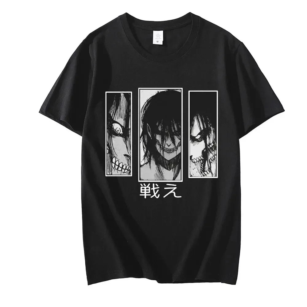 Japanese Anime Attack On Titan Graphic Print T Shirt Men Women Fashion Casual Crew Neck Short Sleeve Plus Size Unisex T Shirt