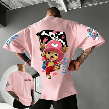 2026 New Unisex Cotton T-shirt ONE PIECE Tony Tony Chopper 2026 Summer Harajuku Anime Printed Large Loose Parent Short Sleeve