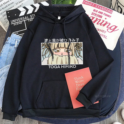 My Hero Academia Anime Kawaii Cartoon Graphics Himiko Toga Hoodies Men Women Long Sleeve Patchwork Boys/girls Hoodie Sweatshirts
