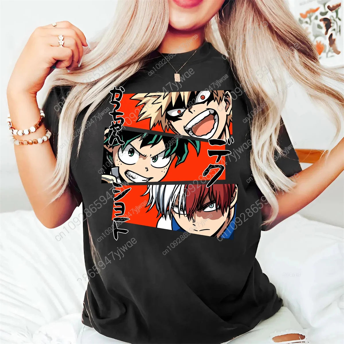 My Hero Academia T-Shirt Deku Bakugo & Todoroki Graphic T-Shirt