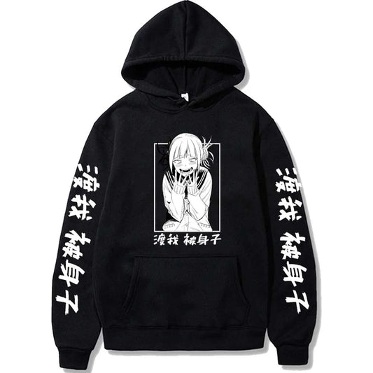 My Hero Academia Himiko Toga Design Pullover Men's Fleece Hoodies Japanese Anime Graphic Autumn Winter Fleece Streetwear Tops