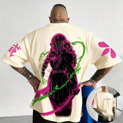 Demon Slayer Mitsuri Kanroji Summer Plus Size T-Shirt Men's and Women's Couples Versatile Shopping Fitness Trend Casual Style