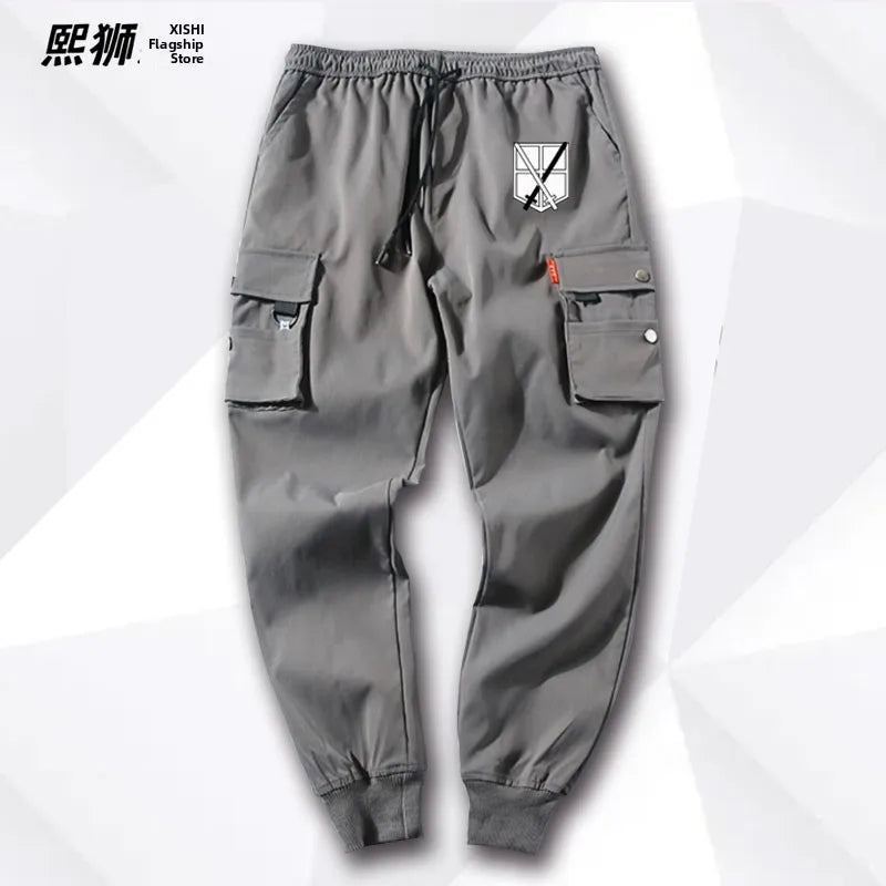 Atta on Titan Workwear Pants Casual Sports Long Trousers Elastic Waist Cotton Polyester Blend Spring Autumn Youth Faion