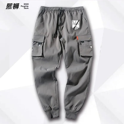 Atta on Titan Workwear Pants Casual Sports Long Trousers Elastic Waist Cotton Polyester Blend Spring Autumn Youth Faion
