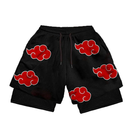Anime Performance Shorts Men Women 2 In 1 Gym Shorts Manga 3D Print Mesh Quick Dry Sports Short Pants Summer Fitness Workout