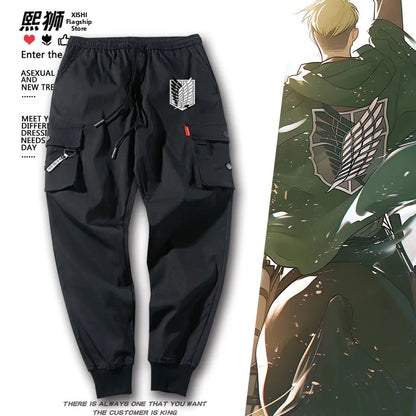 Atta on Titan Workwear Pants Casual Sports Long Trousers Elastic Waist Cotton Polyester Blend Spring Autumn Youth Faion