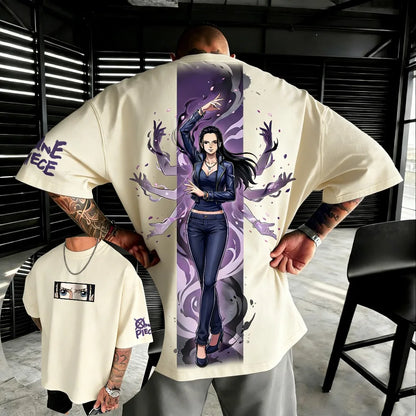 Oversized One Piece Nico Robin Unisex Pure Cotton T-shirt 2026 Summer Harajuku Anime Print Y2K Hip-hop Short Sleeved Top