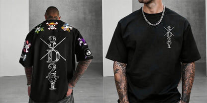 2026 New Year Hot Sale One Piece Anime Skull Printed Men's T-shirt Summer Pattern Street Fashion Hip Hop Super Large Y2k
