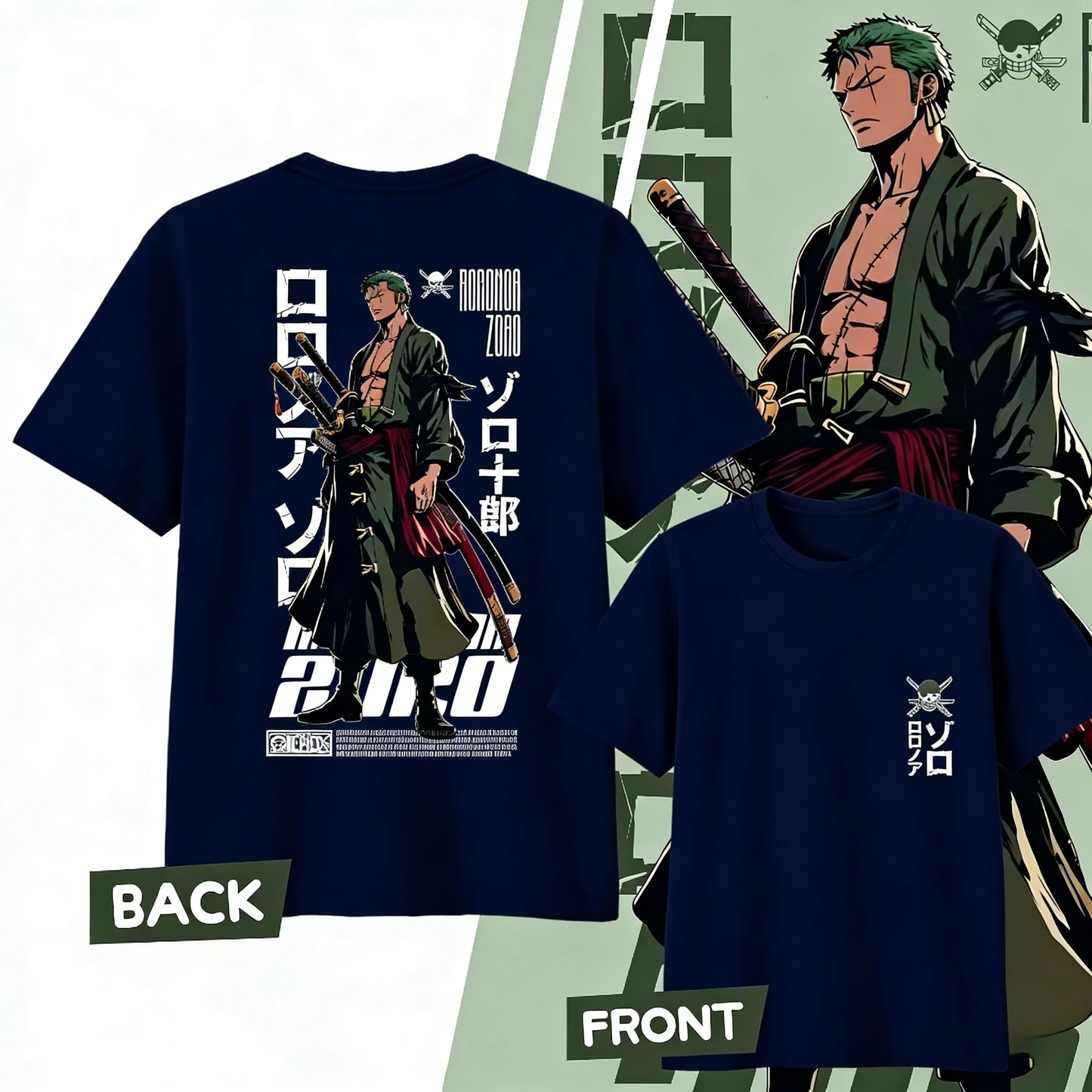 Anime One Piece Roronoa Zoro Cotton Printed T-shirt Men's and Women's T-shirt Men's Top Sports T-shirt 2026 Summer New Tee