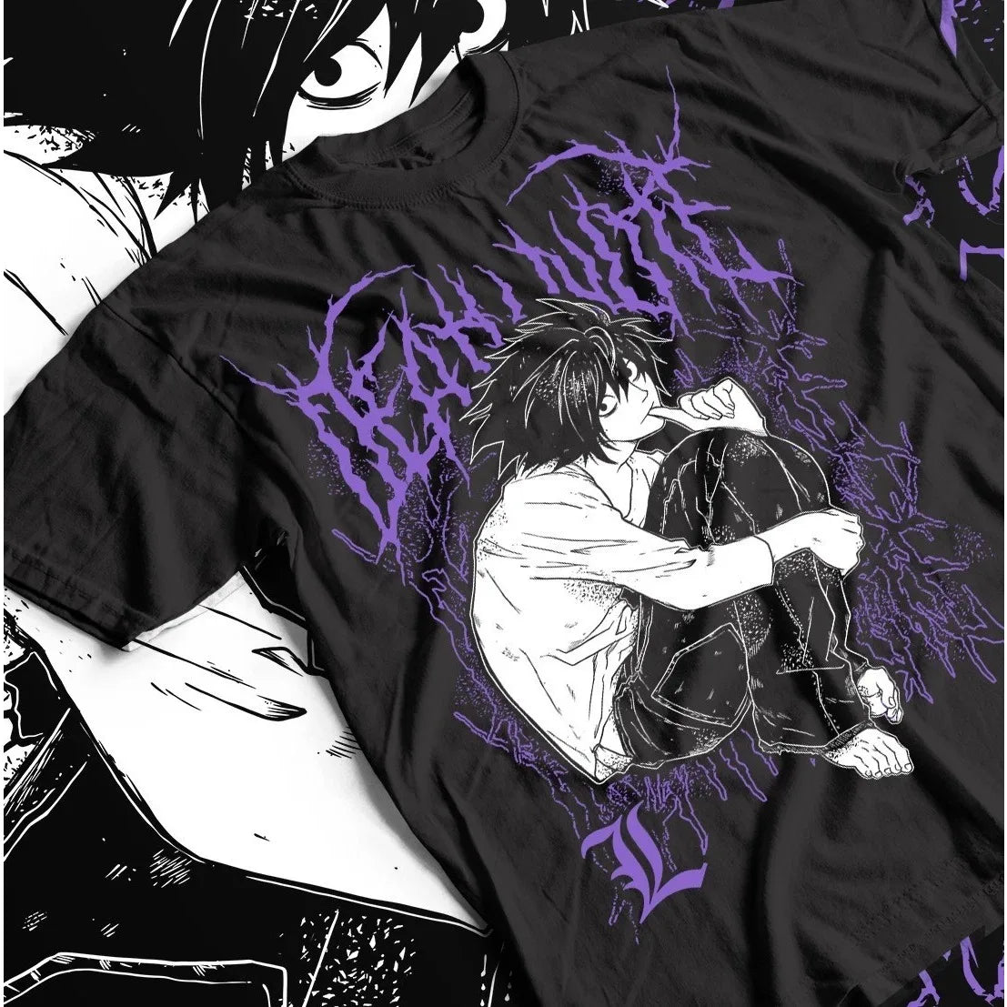 2026 New Death Note Kira Ryuk T-shirt, Horror Fans Exclusive Anime Pattern T-shirt, Black Shirt Men's T-shirt