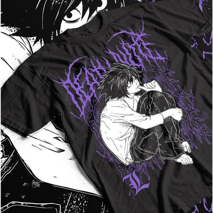 2026 New Death Note Kira Ryuk T-shirt, Horror Fans Exclusive Anime Pattern T-shirt, Black Shirt Men's T-shirt