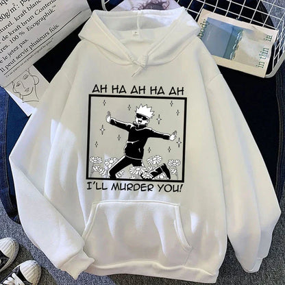 Cool Anime Satoru Gojo Graphic Hoodie for Men Women Casual Wear Trendy Print Sweatshirt Fashion Streetwear
