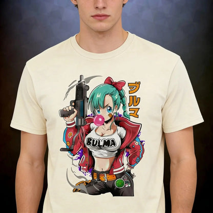 2026 Summer Dragon Ball Vintage Anime T-Shirt, Men's Pure Cotton Loose Casual Bulma Retro Tee for Daily & Sports Wear Y2K Style