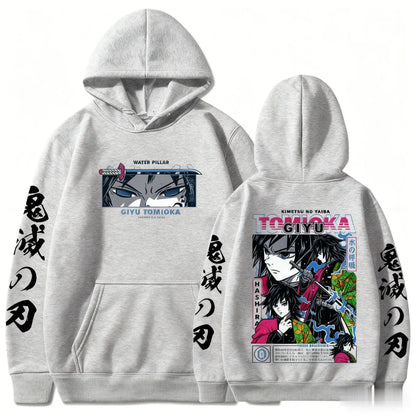 Demon Slayer Giyu Tomioka Hoodie Men Women Anime Cosplay Sweatshirt 2026 New Casual Streetwear Pullover Y2k Long-sleeved Tops