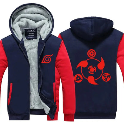 Anime Cartoon Naruto Hooded Coat Men's Autumn Winter Thicken Printing Plush Coat Student Fashion Keep Warm Coat Birthday Gift