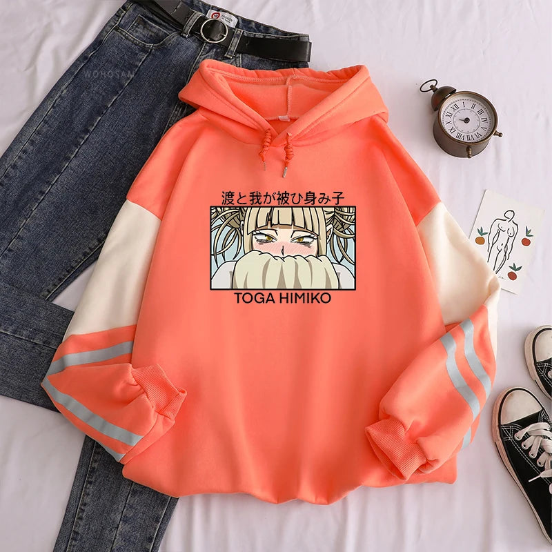 My Hero Academia Anime Kawaii Cartoon Graphics Himiko Toga Hoodies Men Women Long Sleeve Patchwork Boys/girls Hoodie Sweatshirts