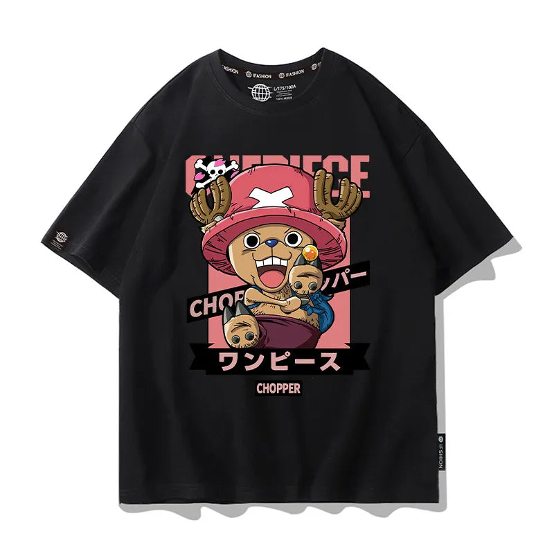 One Piece Short Sleeved T-shirt Men's Summer Nikalufei Aesolon Anime Cotton Summer Loose T-shirt Men's and Women's Half Sleeve